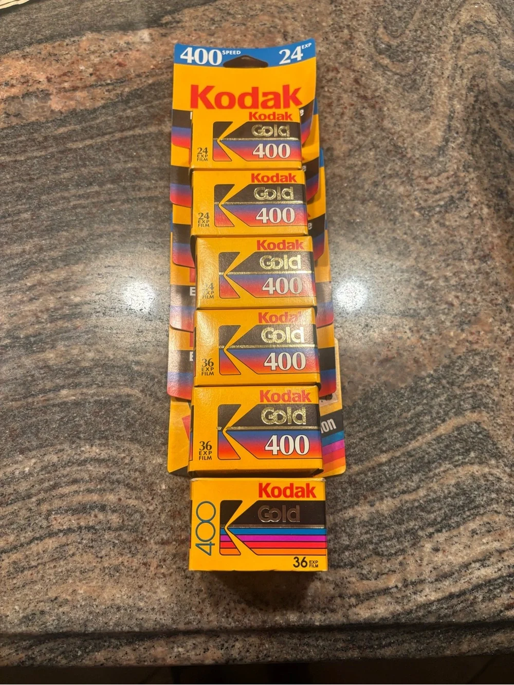 6 Kodak Gold 400 35mm Film - Yellow and Black Packaging
